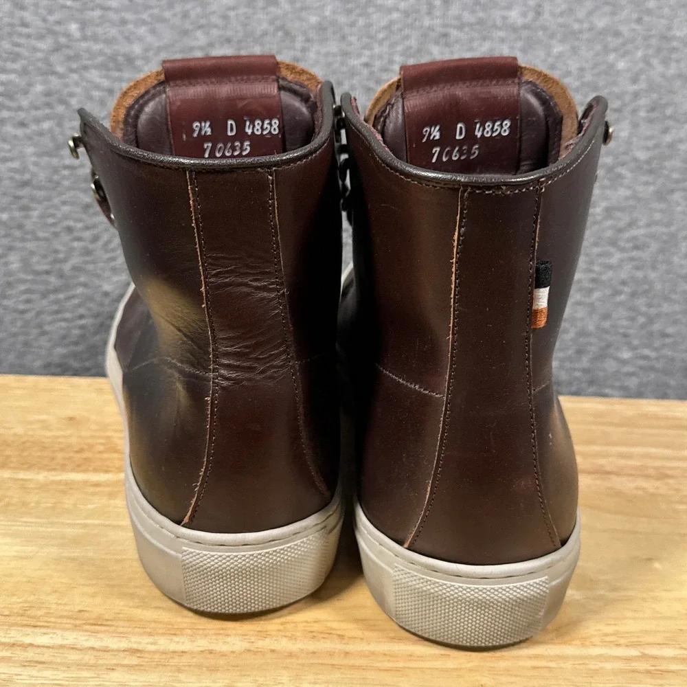 Allen Edmonds Higgins Mill Sneaker Mens 9.5 D Brown Leather High Top Shoes